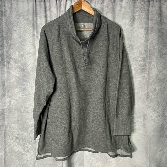 MTA Sport Heather Gray Mock Neck Sweatshirt with Front Pockets - 2X - Picture 3 of 7